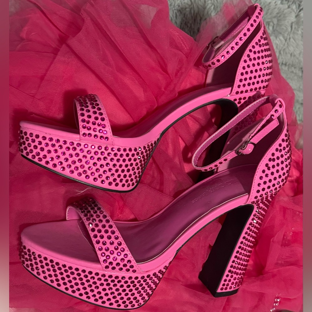 Wild Diva Hot Pink Rhinestone Platform Heels